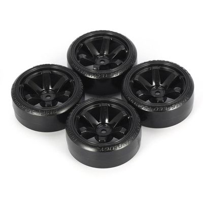 RC 4Pcs RC Drifting Tire Set Hard Plastic Hard Tyre Set For RC On-road Vehicle Drifting Car Spare Parts - (Color: Black)