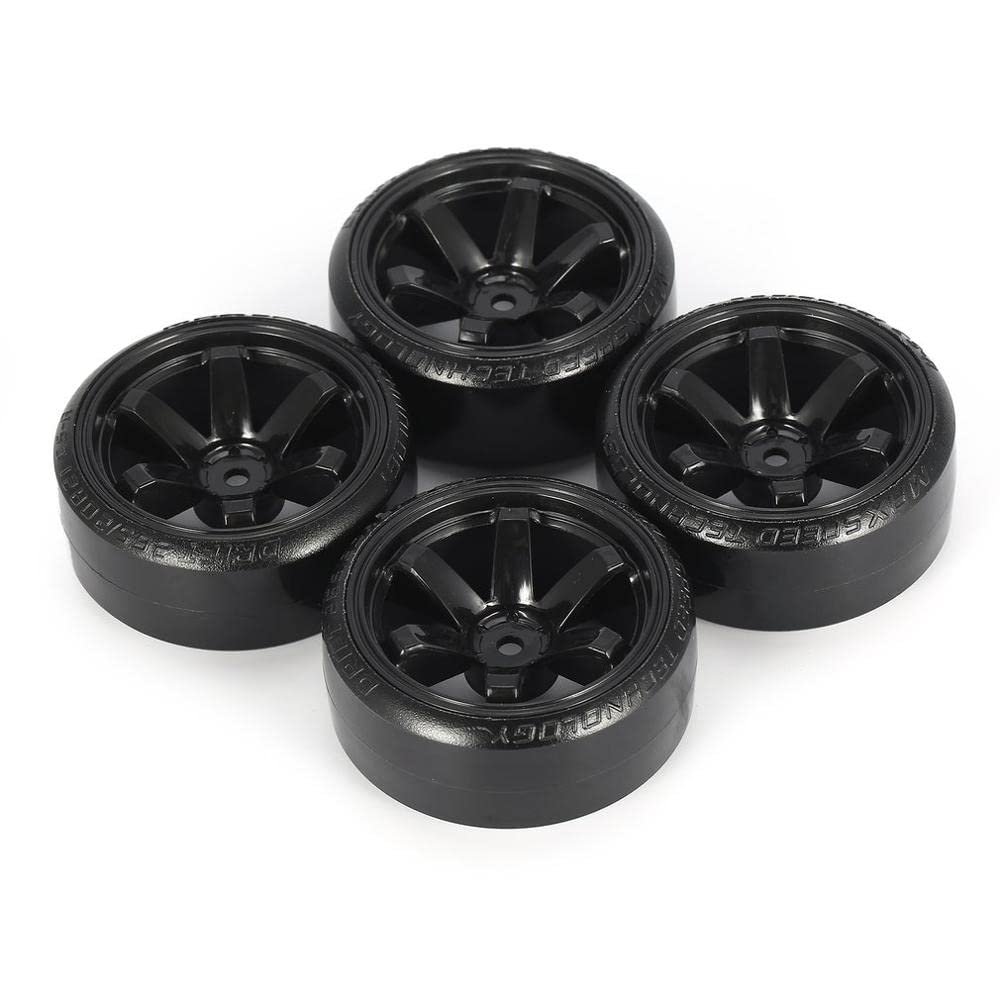 RC 4Pcs RC Drifting Tire Set Hard Plastic Hard Tyre Set For RC On-road Vehicle Drifting Car Spare Parts - (Color: Black)