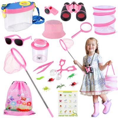 GIFTINBOX Bug Catcher Kit for Kids - Outdoor Explorer Toys Set for Kid - Bug Catching Kits with Binoculars Nature Adventure Toy for Girls Boys - Toddler Exploration Gifts for Girl 3-12 Years Old