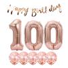 100th Birthday Decoration Happy Birthday Banner Balloons 100 Years Old Birthday Party Supplies Helium Balloons Number 100 Balloons Latex Balloon Foil Balloon, 100th Rose Gold Birthday Party Decoration view 1