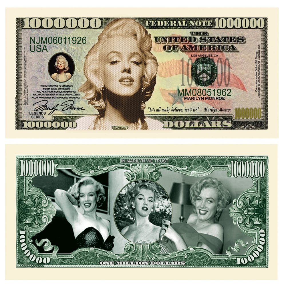 American Art Classics Pack of 25 - Marilyn Monroe Million Dollar Bills - Best Gift for Lovers of Norma Jean