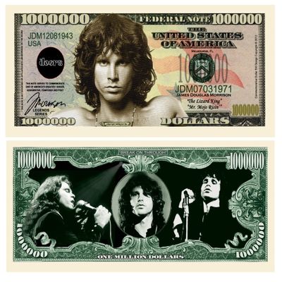 American Art Classics Pack of 5 - Jim Morrison - The Doors Million Dollar Bill - Best Gift for Fans of The Doors