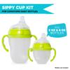 Soft Spout Transition Sippy Cup Kit for Comotomo Baby Bottles - Botabee Conversion Kit Fits 5 and 8 Ounce Bottle - Sippy Cup Baby Bottle Nipple with Weighted Straw & Bottle Handles (Pack of 2, Green) view 4