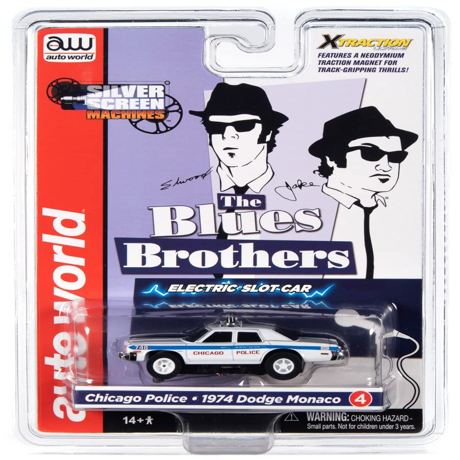 Auto World SC372-4 The Blue Brothers Chicago Police 1974 Monaco HO Scale Electric Slot Car