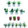 Birostiana Miniature Dollhouse Accessories 16 Pieces Miniatures Plants Flowers Bonsai Greenery Ornament Mini Toys for Dollhouse Fairy Garden Landscape DIY Decor Craft view 1