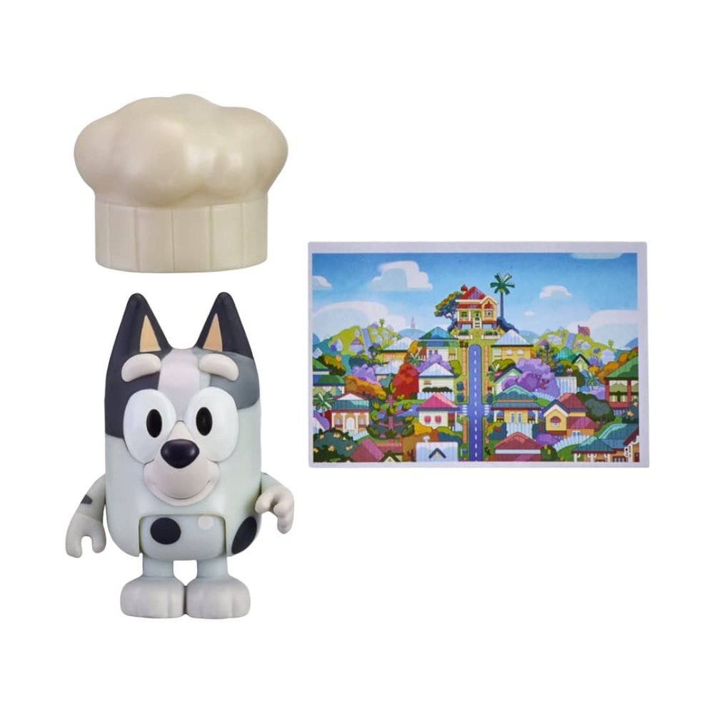 Bluey Story Starters - Choose from 8 Figures - Bluey, Bingo, Honey, Snickers, Indy, or Muffin - Ages 3+ (Muffin & Chef Hat)