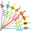 24 Cinco De Mayo Fiesta Party Favors Drinking Straws for Mexican Fiesta Taco Party Supplies with 2 PCS Straws Cleaning Brush view 1