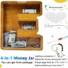 Custom Wooden Piggy Bank, (Laser Engraved Name) Large Wood Bank, 4-in-1 Creative Alphabet Storage Tank Personalized Letters Coin Bank Customized Wood Toy Letter Decor Kids Money Bank (Letter-E) view 2