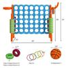 DORTALA Jumbo 4-to-Score Giant Game Set, Plastic Giant 4-in-A-Row w/Basketball Hoop, 42 Jumbo Rings, Release Slider, Ring Toss, 2.5Ft Indoor Outdoor Game Set for Kids & Adults (Turquoise) view 2