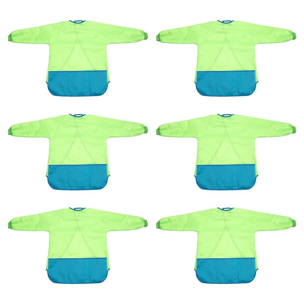 6 Long Sleeved Waterproof Art Smock, Pre School, Washable, Full Coverage