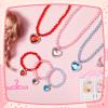 Sureio 7 Sets Girl Dress up Jewelry Toddler Princess Bracelet Necklaces Kids Valentine's Day Costume Jewelry Set for Girl Tea Costume Party(Heart Pendant) view 4