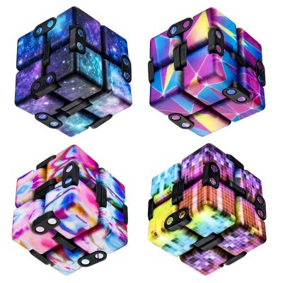 Infinitycube Fidget Toy Stress Relieving Fidgeting Game for Kids and Adults,Cute Pocket-Sized Unique Gadget for Anxiety Relief and Kill Time (4, Colorful)