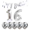 16th Birthday Decoration Happy Birthday Banner Balloons 16 Years Old Birthday Party Supplies Helium Balloons Number 16 Balloons Latex Balloon Foil Balloon, 16th Silver Birthday Party Decoration view 1