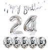 24th Birthday Decoration Happy Birthday Banner Balloons 24 Years Old Birthday Party Supplies Helium Balloons Number 24 Balloons Latex Balloon Foil Balloon, 24th Silver Birthday Party Decoration view 1