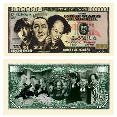 American Art Classics Pack of 100 - Three Stooges (3 Stooges) Million Dollar Bill - Limited Edition - Best for Collecting, Full Color, Real Money Size. Makes A Great Gift.