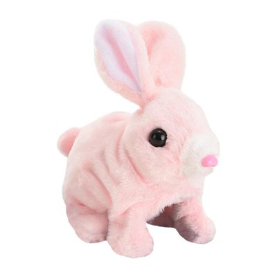 DYNWAVE Soft Toy, Walking Jumping Sounds Hopping Flopsie Bunny Dolls Stuffed Animal, Bunny Robot for Preschool Kids Children Girls and Boys, Pink