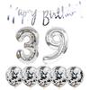 39th Birthday Decoration Happy Birthday Banner Balloons 39 Years Old Birthday Party Supplies Helium Balloons Number 39 Balloons Latex Balloon Foil Balloon, 39th Silver Birthday Party Decoration view 1