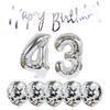 Chaungfu 43th Birthday Decoration Happy Banner Balloons 43 Years Old Party Supplies Helium Number Latex Balloon Foil Balloon, Silver view 1