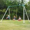 Hapfan 9.5' Heavy Duty Tall Swing Sets for Backyard for Kids and Adults with Saucer Swing, 2 Belt Swings view 1