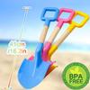 Kids Sand Shovels 16" Long Kids Beach Spade Durable Wood Handle ABS Plastic Spade Garden Tool Set for Kids Adults Garden Sand Snow Backyard Summer Beach Shoolbackyard Sandbox 3- Pink Blue Yellow view 2