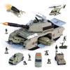 XDUOYJOY Military Tank Toy Sets, Army Toys with 7 Vehicles, Army Men Trucks Helicopter Birthday Gift for Boys Age 4-7, Easy to Store view 1