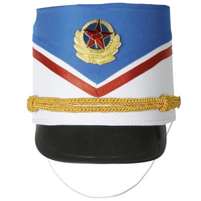 CHICTRY Children Band Major Hat Nutcracker Toy Soldier Hat Marching Band Drummer Boy Hat Cosplay Party Costume Accessories Type F Blue One Size