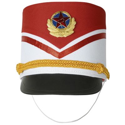 CHICTRY Children Band Major Hat Nutcracker Toy Soldier Hat Marching Band Drummer Boy Hat Cosplay Party Costume Accessories Type C Red One Size