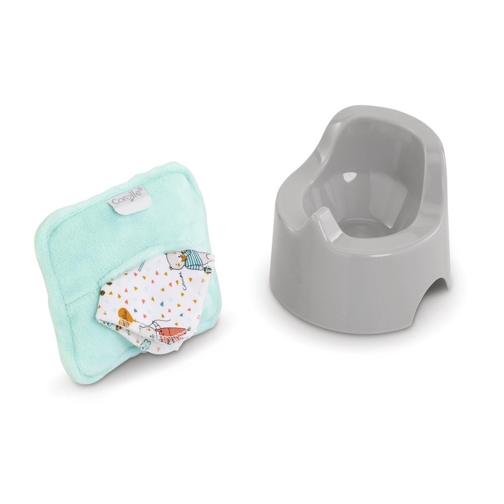 Baby Doll Potty Training Set - Corolle Baby Doll Accessory - Potty Toys Toilet with Wipes for 12" Dolls