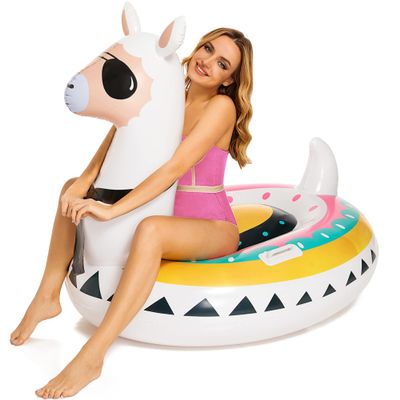 Triumpeek Inflatable Llama Pool Float, 51" Fiesta Alpaca Pool Floaties, Novelty Fun Water Inflatable Ride-On for Summer Swimming Pool Party Decoration Toys for Adults