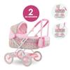 Corolle Baby Doll Stroller for Girls, Foldable Kids Toy Baby Stroller for Dolls with Carriage Design, Pink Pram view 2