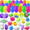 24 PCS Plastic Easter Eggs Filled with 24 PCS Mochi Squishy Toys for Kids, Perfect for Easter Egg Hunt Game, Easter Basket Fillers, Easter Party Favor Supplies view 1