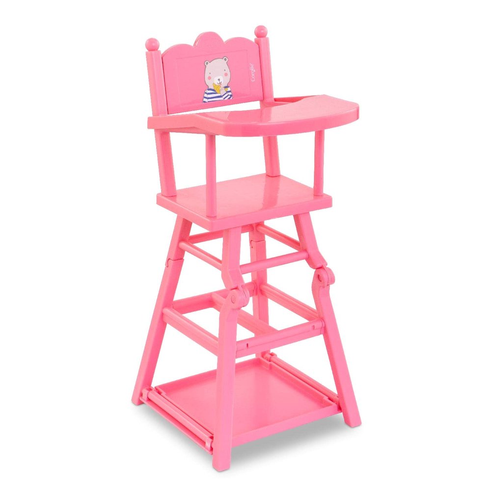 Corolle Baby Doll High Chair - 2-in-1 Design fits 14" and 17" Baby Dolls, Pink