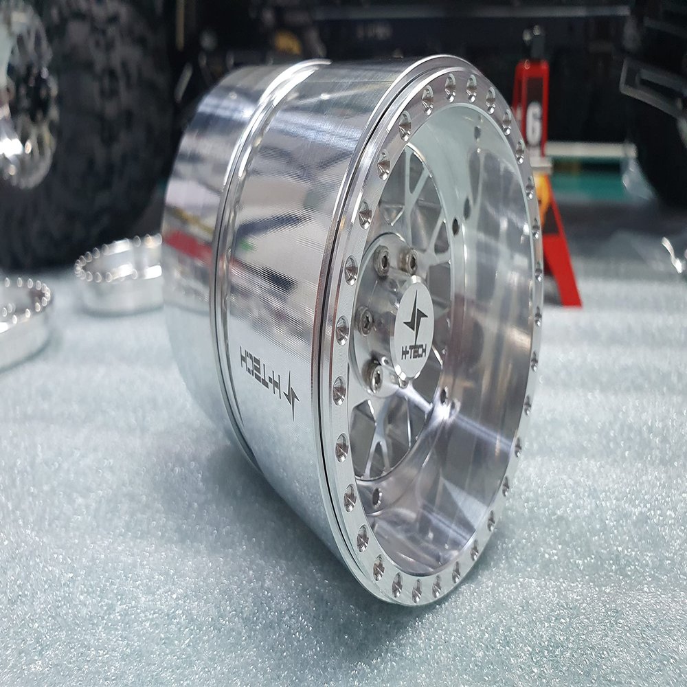 H-TECH 6PCS 12mm hex 2.2" Mesh Type Minus Off Set CNC Aluminum Metal Beadlock Dual Wheel Hub Rims for CEN F450 1/10 RC Crawler Car Truck (HTW2.2-03D)