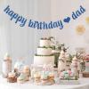 Blue Happy Birthday Dad Banner/Father Birthday Party Decor/Happy Father's Day/Dad Bday Party Decorations Glitter view 3