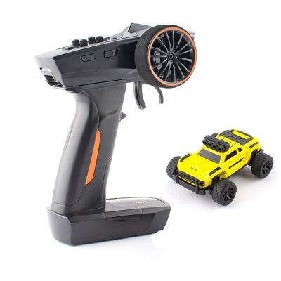 havcybin 1:76 Turbo Racing Scale RC Sport Car, Table Racing Remote Control Mini Model Car Full Proportional RTR Kit Toys (Monster Truck Yellow)