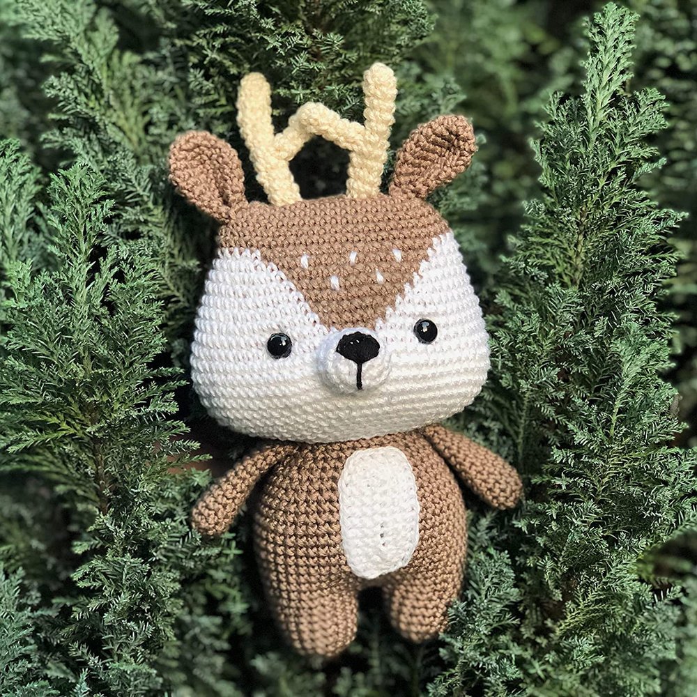 Amigurumi Deer Crochet Toy Nursery Decor Animal Eco Friendly Stuffed Kids Children Cotton Animals Toddler Gifts Ideas Soft Toy for Kids Children's Playtime