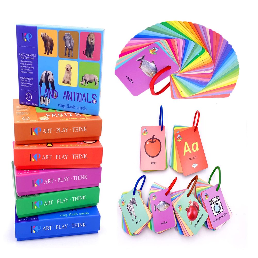 262 Pcs Toddler Flash Cards Set,Kids Preschool Flash Cards,Sight Words Cards Gifts for Kids with Picture Numbers,Land Animals,Ocean Animals,Fruit,ABC 6 in 1 Set