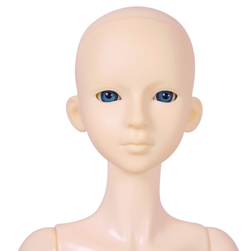 Proudoll Customized 1/3 BJD Doll Body 60cm 24Inches Ball Jointed SD Dolls Joints Move PVC DIY Doll White Skin Optional Eye Colors (Femal, Blue)