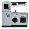 GLACER Kids Kitchen Playset, Pretend Cooking Food Set w/Simulated Sound, Sink, Stove, Refrigerator, Oven, Washing Machine, Wooden Play Kitchen for Toddlers, Gift for Boys Girls (Grey) view 1