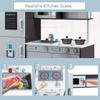 GLACER Kids Kitchen Playset, Pretend Cooking Food Set w/Simulated Sound, Sink, Stove, Refrigerator, Oven, Washing Machine, Wooden Play Kitchen for Toddlers, Gift for Boys Girls (Grey) view 2