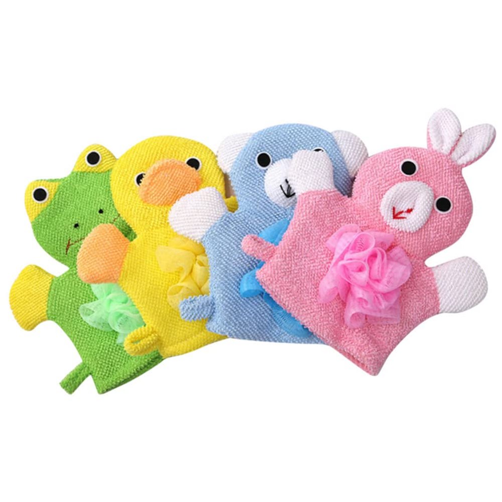 Beaupretty 4pcs Children's Bath Towel Cute Bath Mitt Animal Wash Mitt Body Skin Cleaner Baby Bath Mitts Kids Bath Mitt Baby Washcloth Cartoon Exfoliating Gloves Shampoo Brush Man Frosted or
