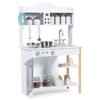 ARLIME Kids Kitchen Playset, Wooden Toy Toddler Kitchen w/ Simulated Sound, Accessory Utensils, Blackboard, Sink, Stovetop, Cabinets, Pretend Play Kitchen for Boys Girls
