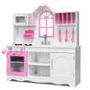 GLACER Kids Kitchen Playset, Pretend Cooking Food Set w/Simulated Sound, Sink, Stove, Refrigerator, Oven, Washing Machine, Wooden Play Kitchen for Toddlers, Gift for Boys Girls (Pink) view 1