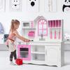 GLACER Kids Kitchen Playset, Pretend Cooking Food Set w/Simulated Sound, Sink, Stove, Refrigerator, Oven, Washing Machine, Wooden Play Kitchen for Toddlers, Gift for Boys Girls (Pink) view 2