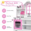 GLACER Kids Kitchen Playset, Pretend Cooking Food Set w/Simulated Sound, Sink, Stove, Refrigerator, Oven, Washing Machine, Wooden Play Kitchen for Toddlers, Gift for Boys Girls (Pink) view 4