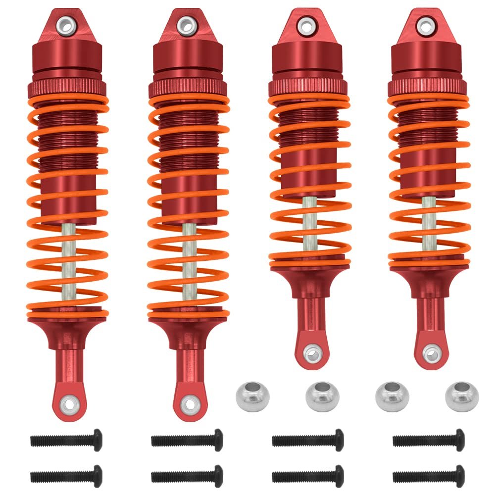 OGRC 4PCS All Aluminum Front & Rear Shocks Upgrade Parts for Traxxas Slash 2WD Slash 4x4 4WD Rustler Stampede Hoss 1/10 RC Truck, Replace 5866 (Red)