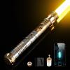 Upgrade Smooth Swing XRGB 3.0 Light Saber, Motion Control Light Saber, 16 Set Sound Fonts, Infinite Color Changing, Rechargeable Meatl Hilt Light Sabers, Belt Clip and Blade Plug Toy Tools-Gold view 1