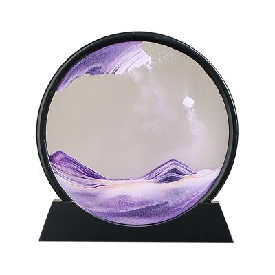 Flowing Sand Painting,Moving Sand Art Picture for Desktop Home Decor,Office Work Quicksands Painting,Round Glass 3D Deep Sea Sandscape in Motion Display Flowing Sand Frame