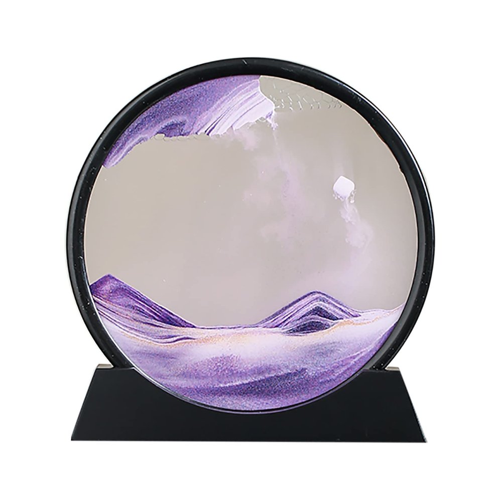 Flowing Sand Painting,Moving Sand Art Picture for Desktop Home Decor,Office Work Quicksands Painting,Round Glass 3D Deep Sea Sandscape in Motion Display Flowing Sand Frame