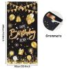 Black Gold Happy Birthday Door Banner,Birthday Door Cover Decoration Supplies Happy Birthday Backdrop Photography Background Sign For Women And Girls Birthday Party Home Outdoor Decor view 2
